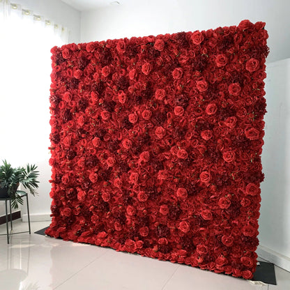 Roll Up Fabric Artificial Flower Wall Wedding Backdrop, Floral Party Decor, Event Photography-VF-034