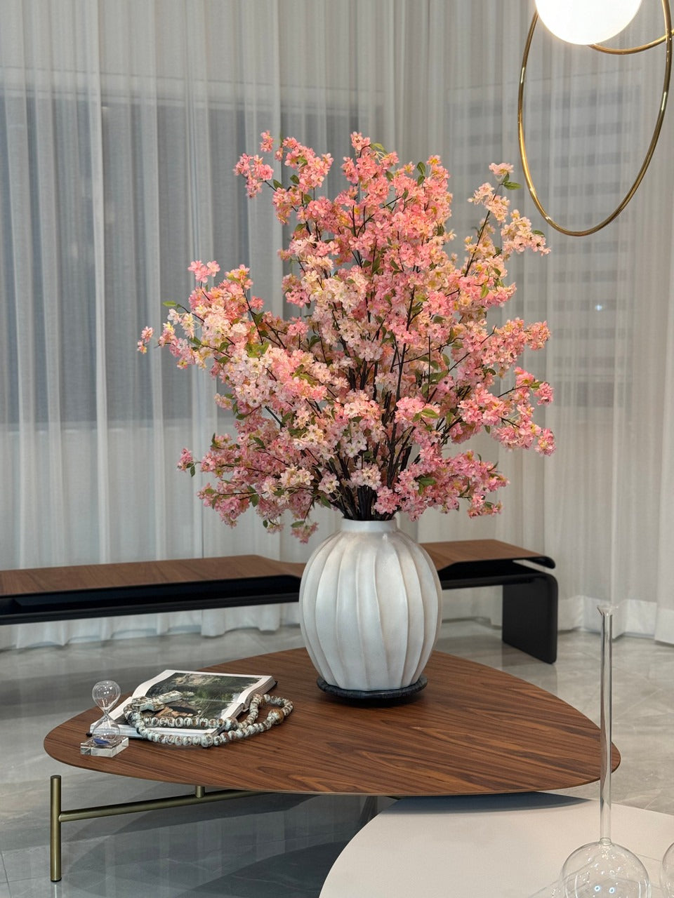 Astoria Vase with Pink Cherry Blossoms