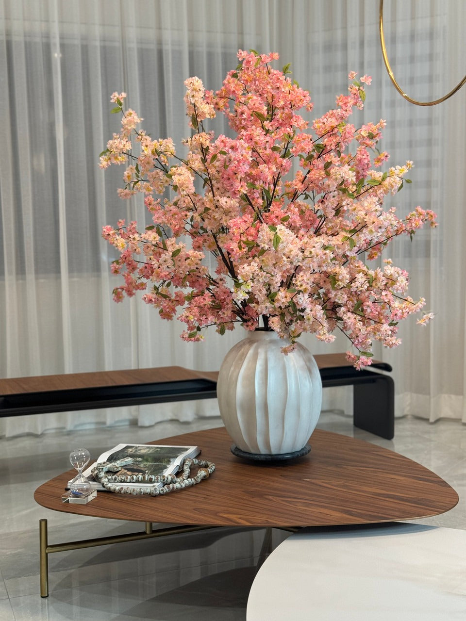 Astoria Vase with Pink Cherry Blossoms