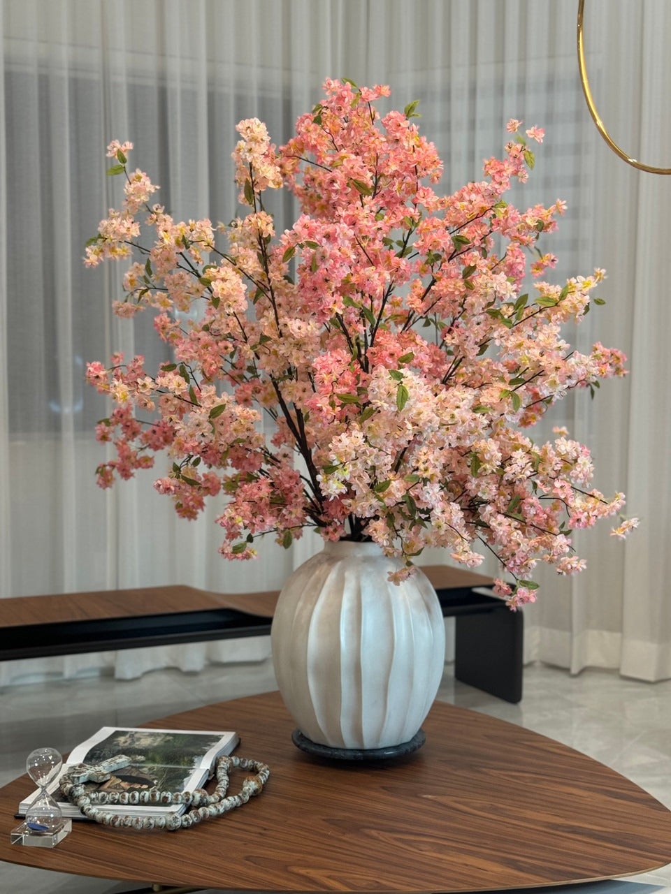 Astoria Vase with Pink Cherry Blossoms