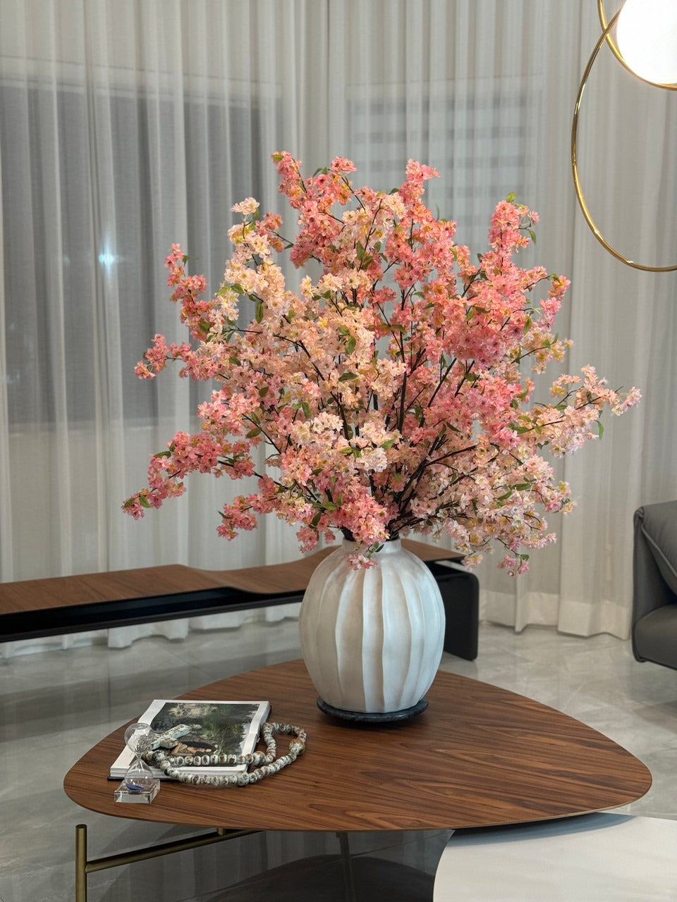 Astoria Vase with Pink Cherry Blossoms