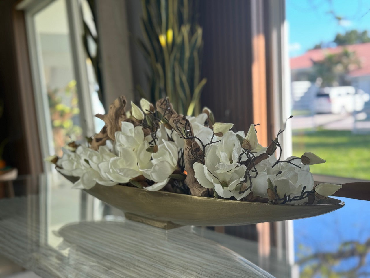 Magnolias and Driftwood in Gold Denver Boat