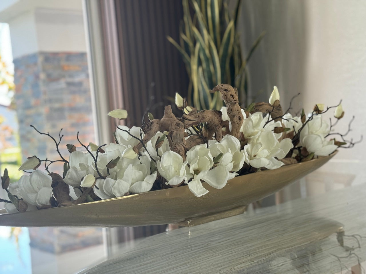 Magnolias and Driftwood in Gold Denver Boat