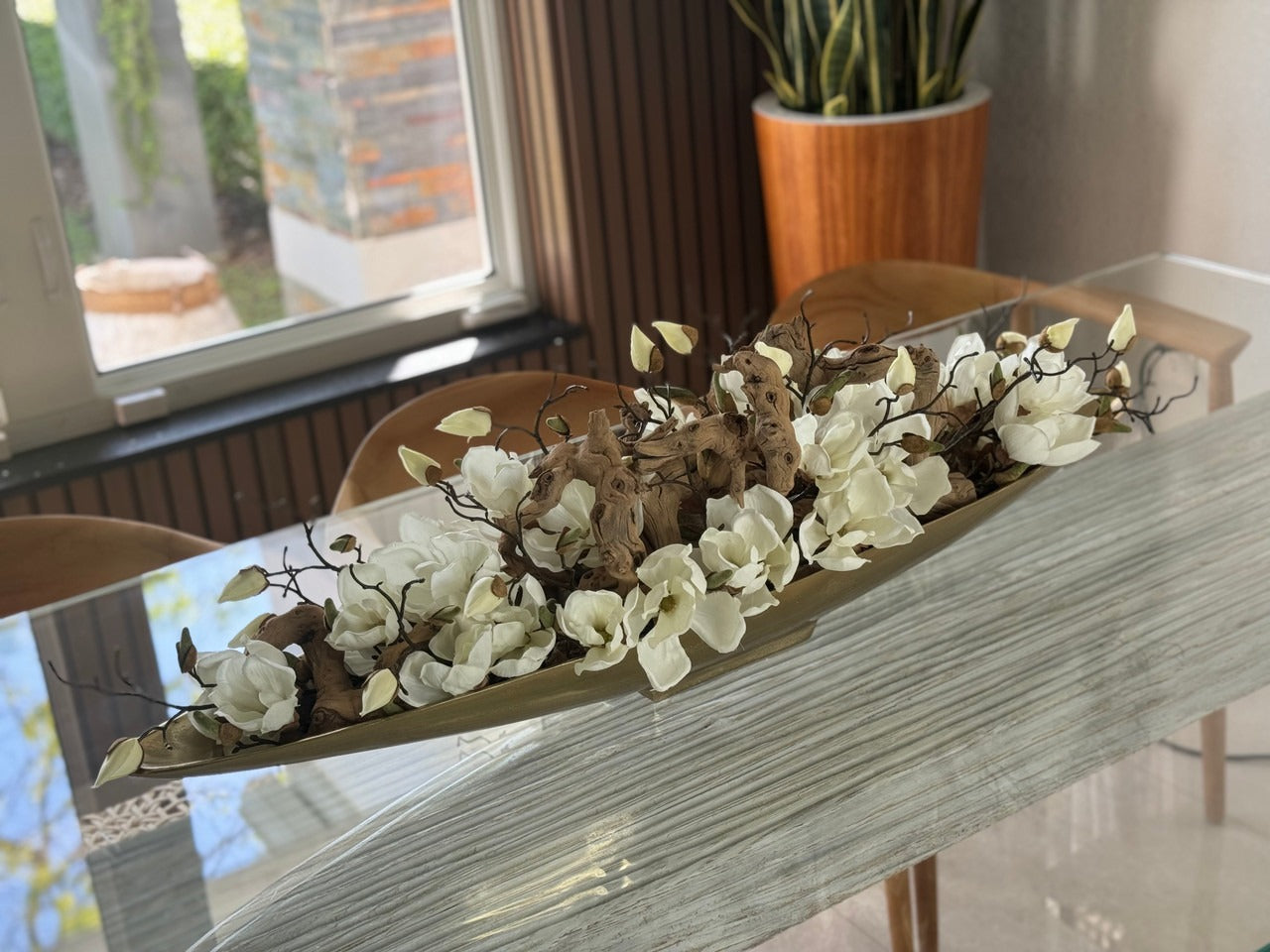 Magnolias and Driftwood in Gold Denver Boat