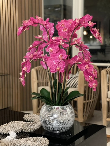 Orchids in Crackled Mirror Vase