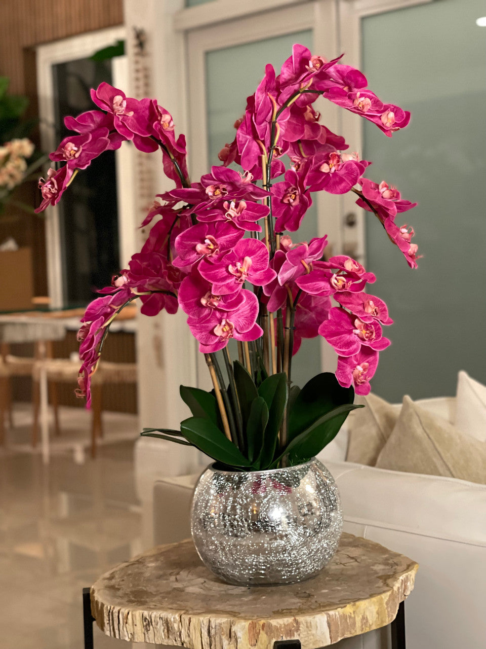 Orchids in Crackled Mirror Vase