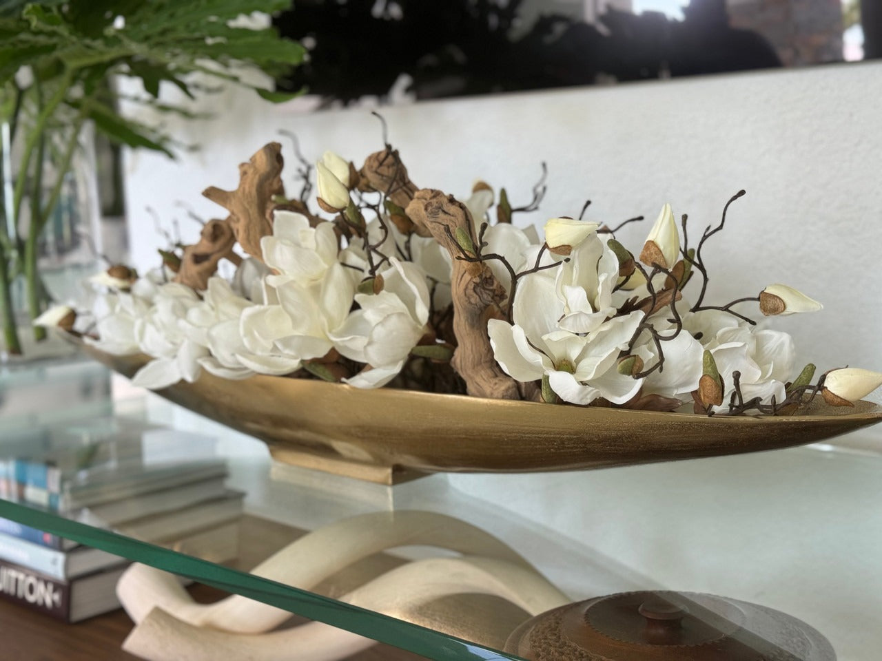 Magnolias and Driftwood in Gold Denver Boat