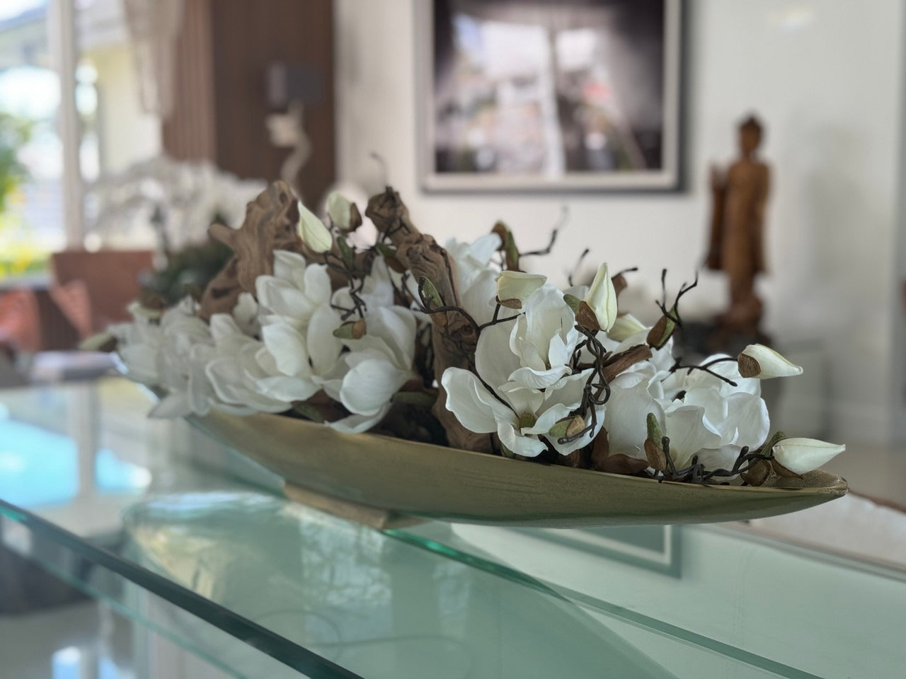 Magnolias and Driftwood in Gold Denver Boat