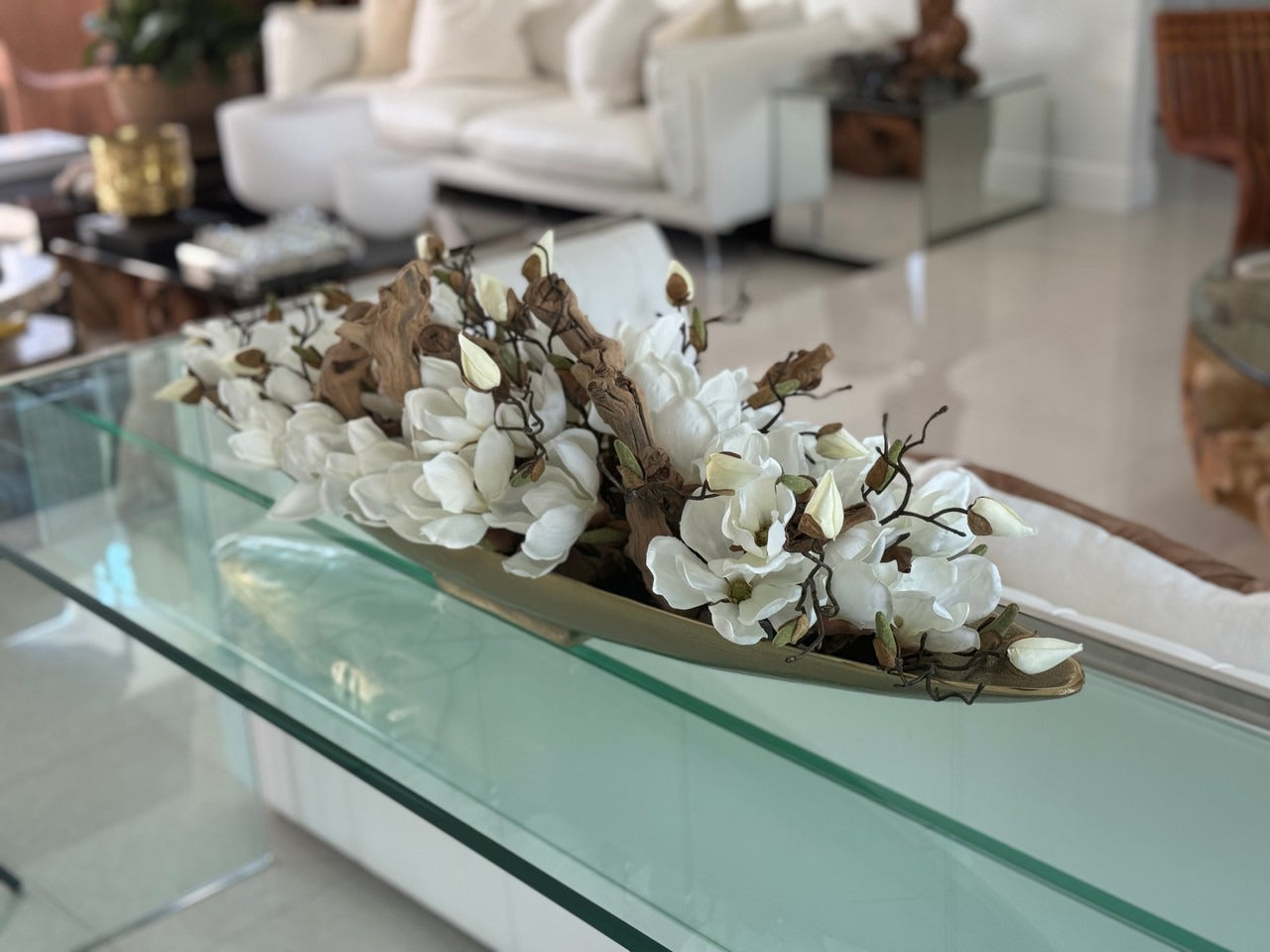 Magnolias and Driftwood in Gold Denver Boat