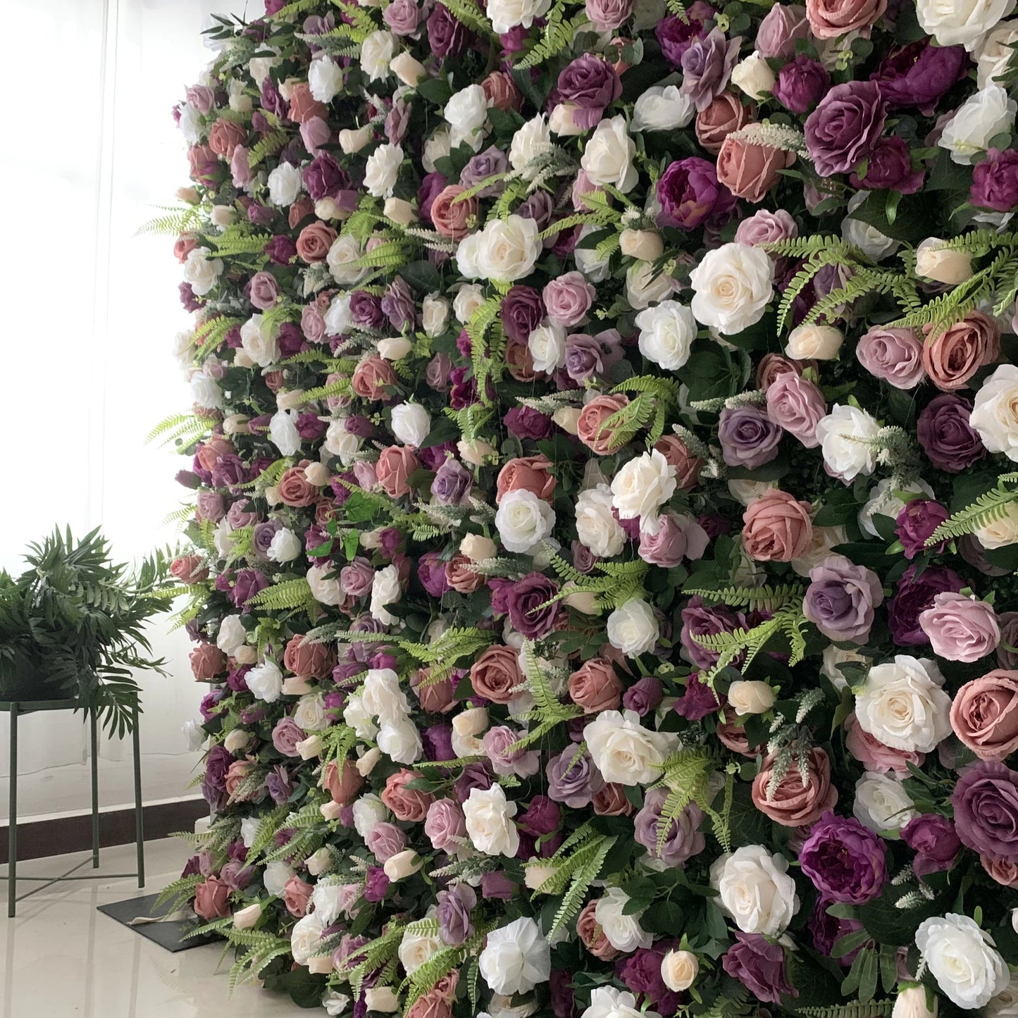 Gorgeous Roll Up Fabric Artificial 3D Magenta & Pink Artificial Flower Wall - Perfect for Forest Weddings, Events, and Home Decor-VF-154