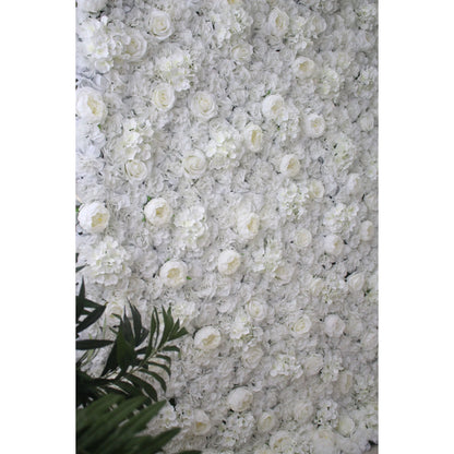 Roll Up Fabric Artificial White Flower Wall Wedding Backdrop, Floral Party Decor, Event Photography-VF-006