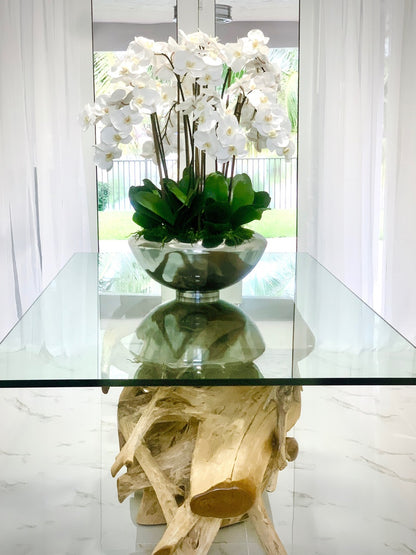 Avenue Bowl with White Phalaenopsis Orchids