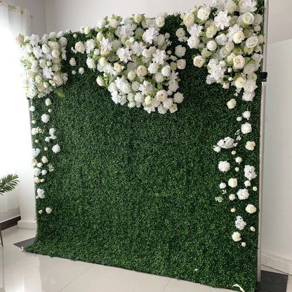 Roll Up Fabric Artificial Flower Wall Wedding Backdrop, Floral Party Decor, Event Photography-VF-126