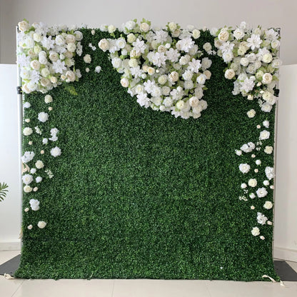 Roll Up Fabric Artificial Flower Wall Wedding Backdrop, Floral Party Decor, Event Photography-VF-126