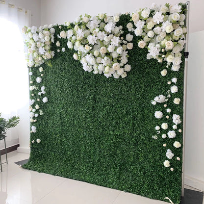 Roll Up Fabric Artificial Flower Wall Wedding Backdrop, Floral Party Decor, Event Photography-VF-126