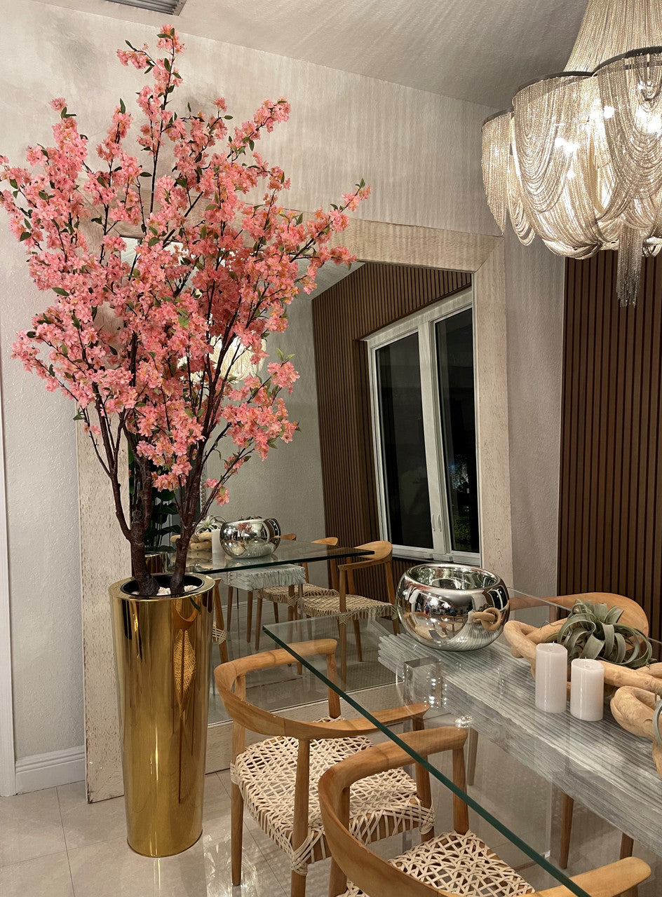 Cherry Blossom Tree in Large Gold Planter