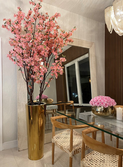 Cherry Blossom Tree in Large Gold Planter