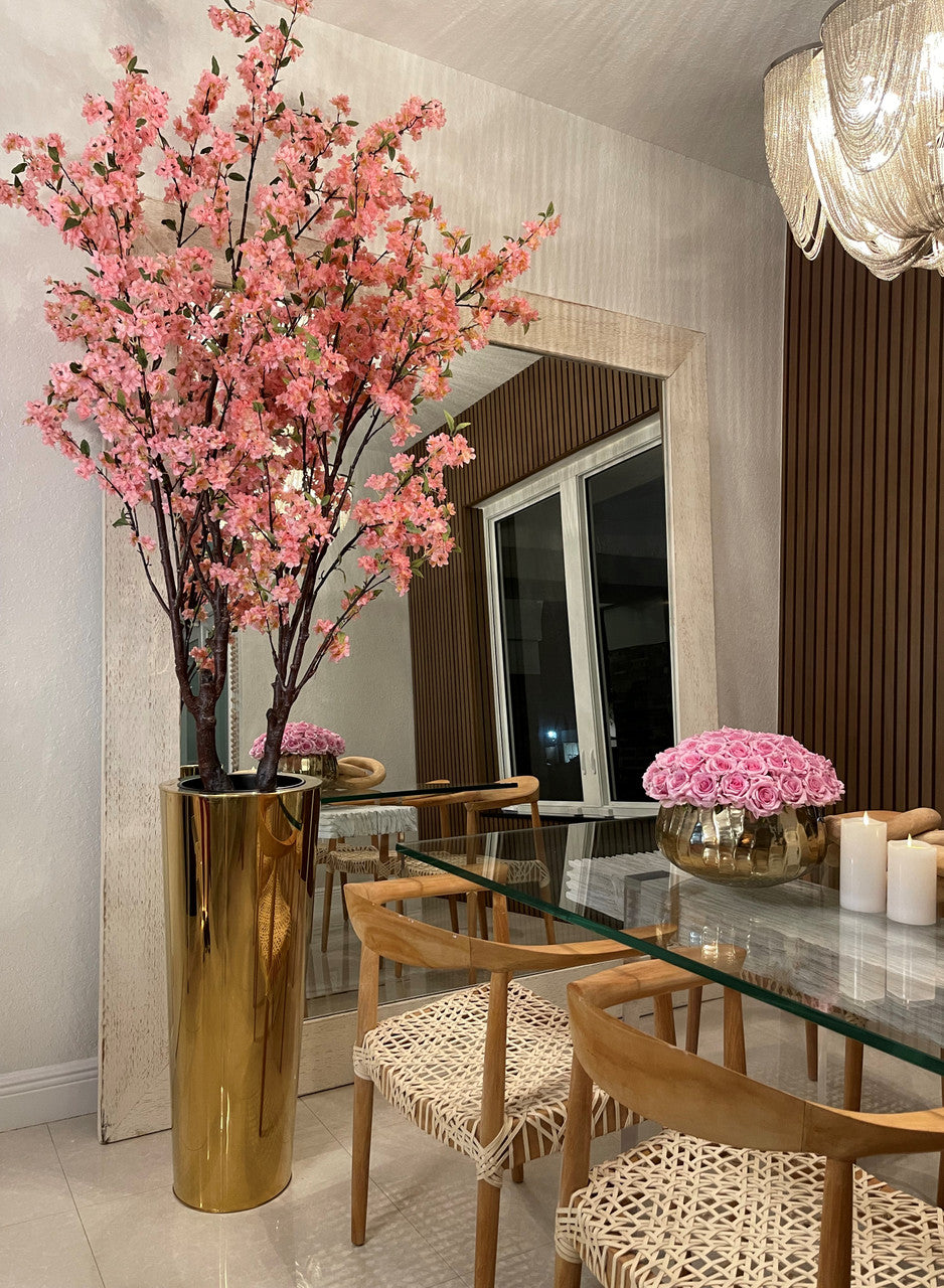 Cherry Blossom Tree in Large Gold Planter