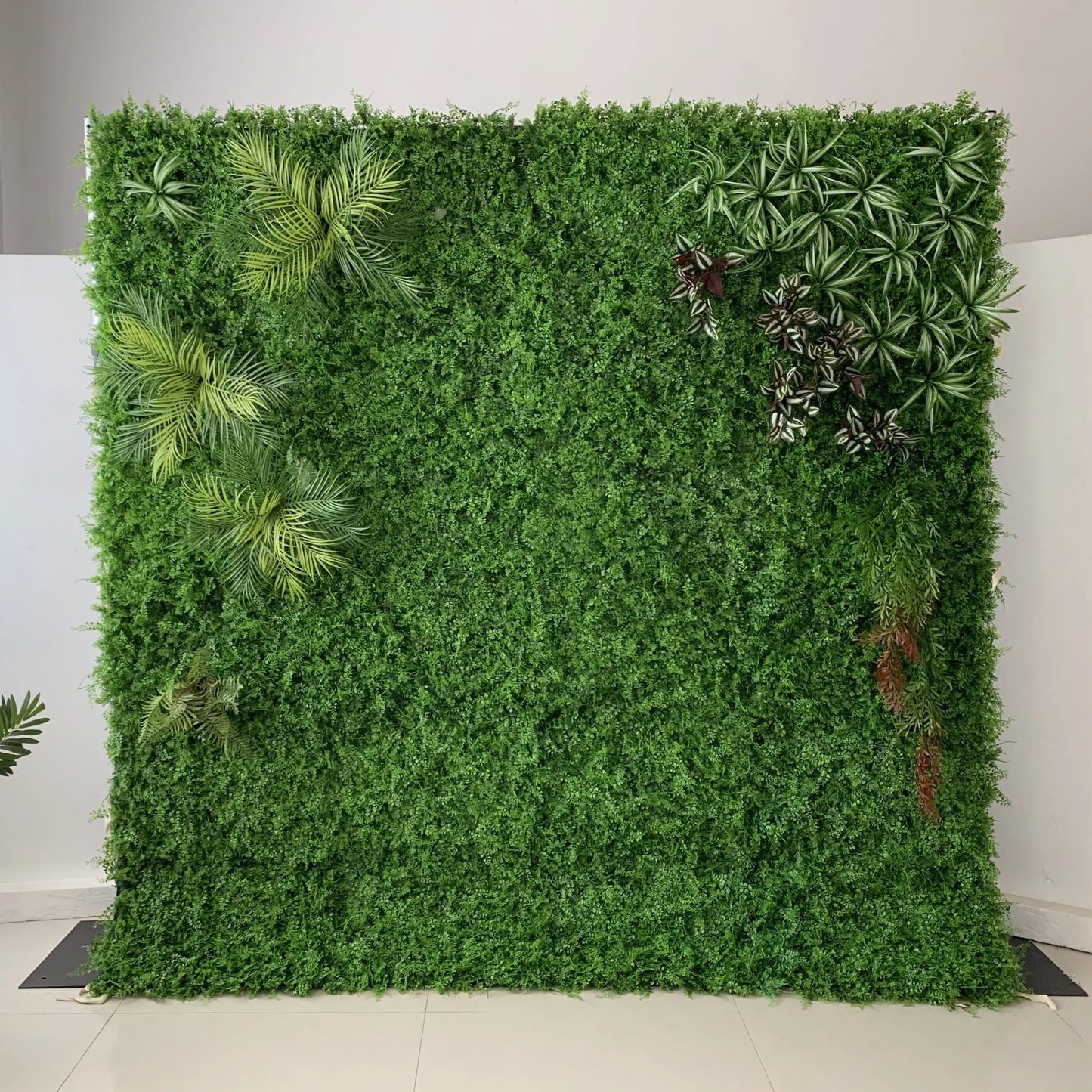 Roll Up Fabric Artificial Vivid Green Grass Wall Wedding Backdrop, Floral Party Decor, Event Photography-VF-086-3