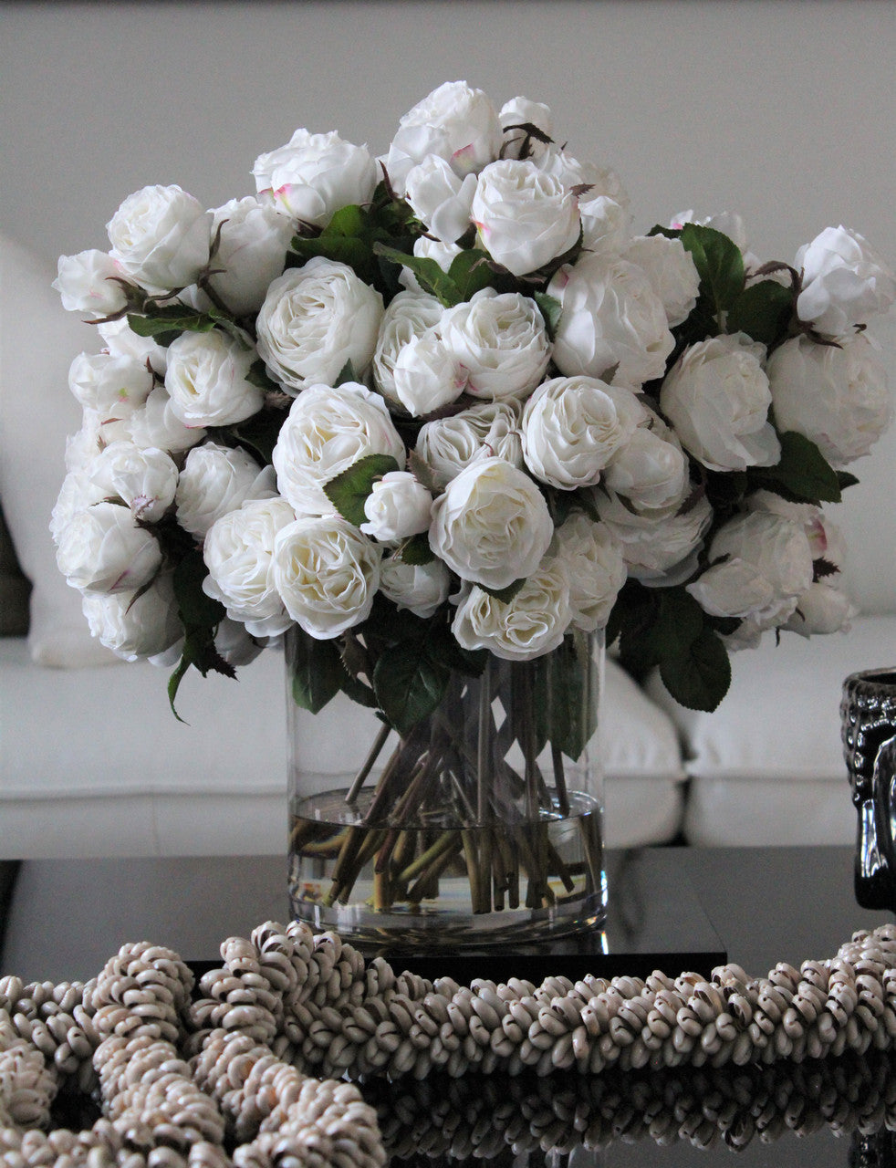 English Roses in Clear Glass Cylinder