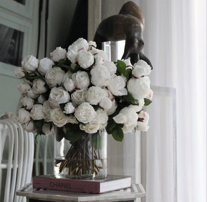 English Roses in Clear Glass Cylinder