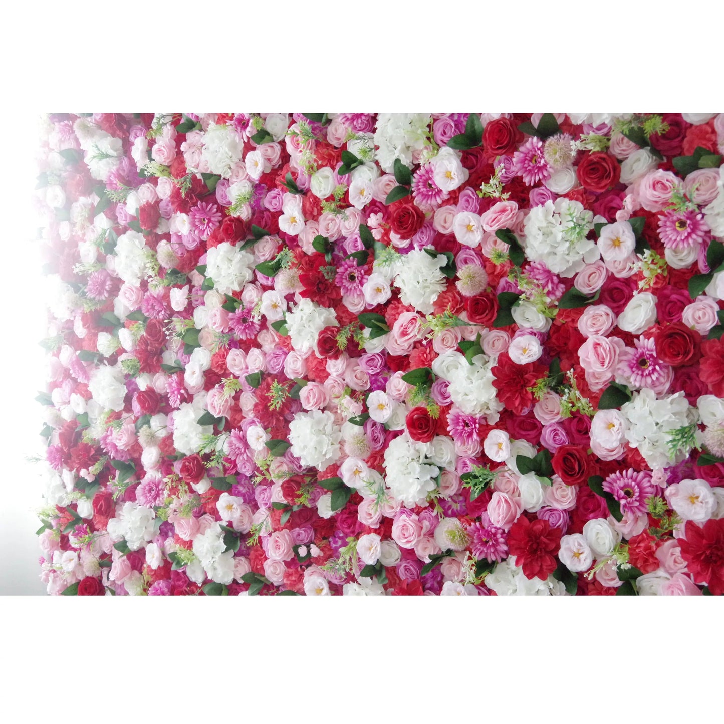 Roll Up Fabric Artificial Mix Rose Red White and Pink Flower Wall Wedding Backdrop, Floral Party Decor, Event Photography-VF-042