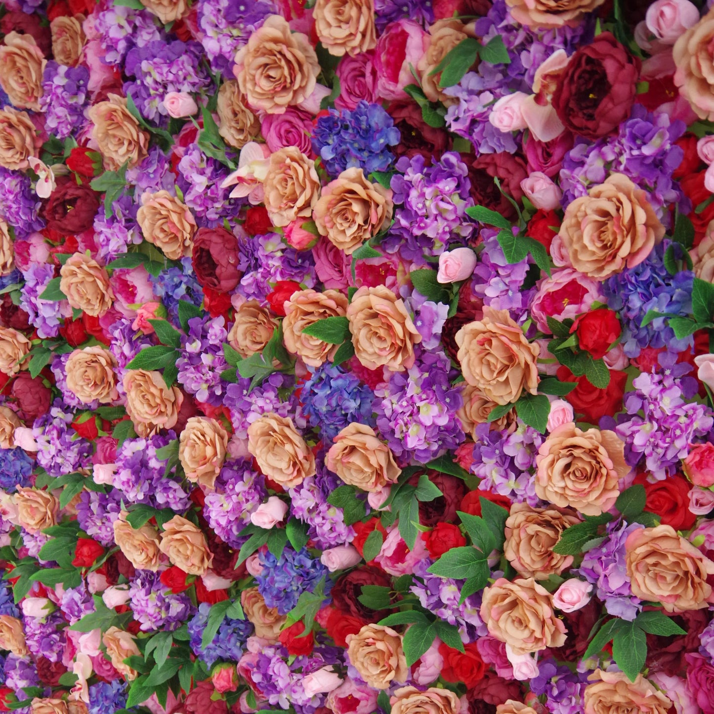 Roll Up Fabric Artificial Mixed Rose in Pale Purple and Brownish Pink, Dingley Flower Wall Wedding Backdrop, Floral Party Decor, Event Photography-VF-066