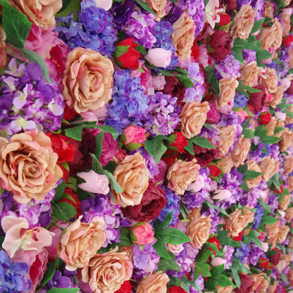 Roll Up Fabric Artificial Mixed Rose in Pale Purple and Brownish Pink, Dingley Flower Wall Wedding Backdrop, Floral Party Decor, Event Photography-VF-066