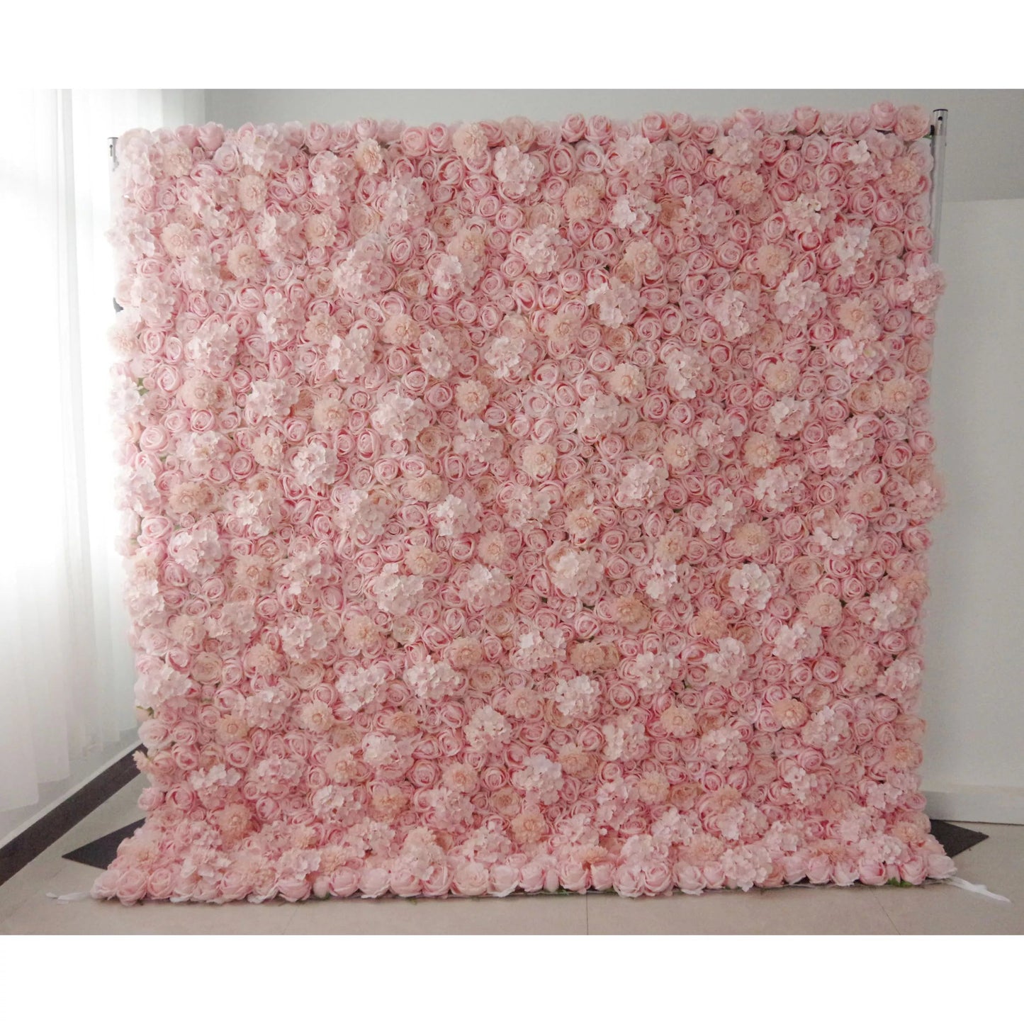 Roll Up Fabric Artificial Rosy Brown Floral Wall Wedding Backdrop, Floral Party Decor, Event Photography-VF-077