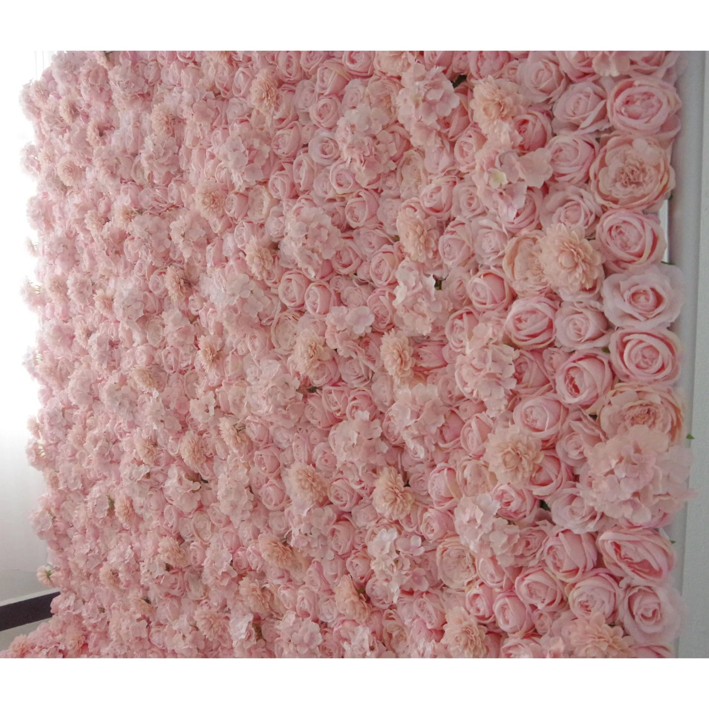 Roll Up Fabric Artificial Rosy Brown Floral Wall Wedding Backdrop, Floral Party Decor, Event Photography-VF-077