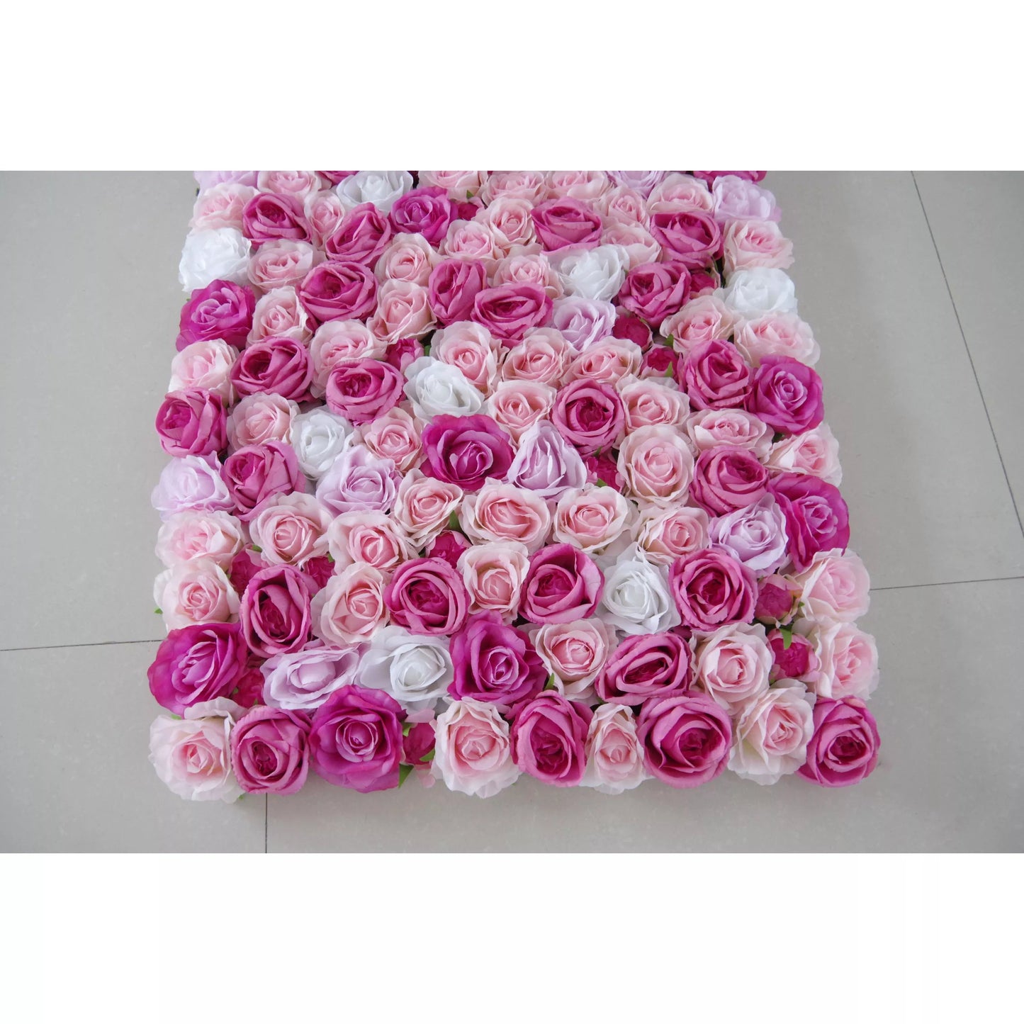 Roll Up Fabric Artificial Pink Pearl and Rose Floral Wall Wedding Backdrop, Floral Party Decor, Event Photography-VF-073