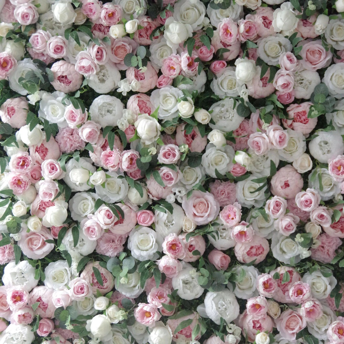 Roll Up Fabric Artificial Mixed  Pinky and White Floral Wall Wedding Backdrop, Floral Party Decor, Event Photography-VF-082