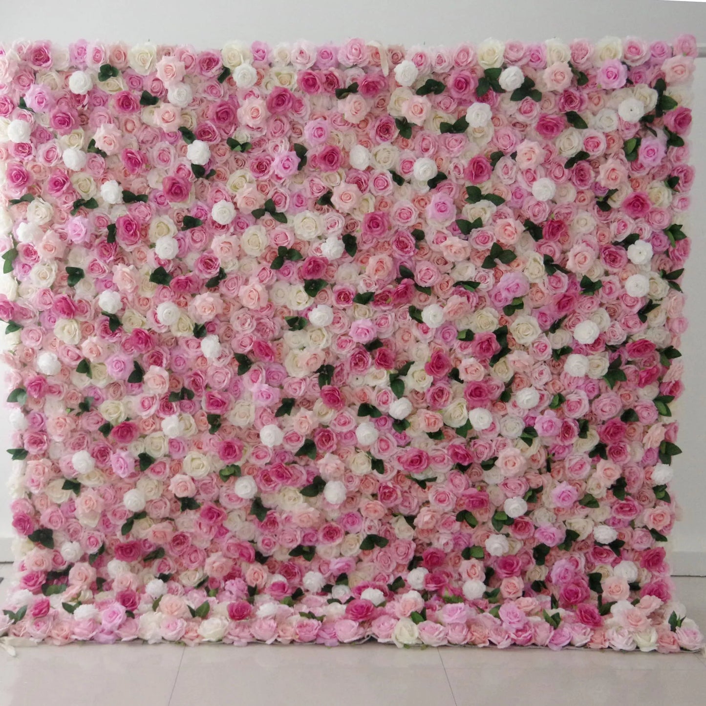 Roll Up Fabric Artificial Mixed Pinky and White Floral Wall Wedding Backdrop, Floral Party Decor, Event Photography-VF-084