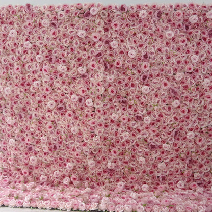 Roll Up Fabric Artificial Pink Flowers with Ruddy Pink Core Floral Wall Wedding Backdrop, Floral Party Decor, Event Photography-VF-097