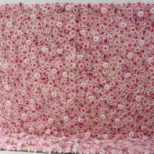 Roll Up Fabric Artificial Pink Flowers with Ruddy Pink Core Floral Wall Wedding Backdrop, Floral Party Decor, Event Photography-VF-097