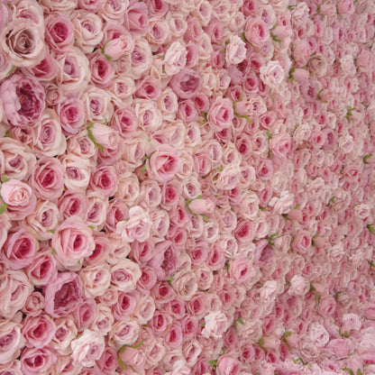 Roll Up Fabric Artificial Pink Flowers with Ruddy Pink Core Floral Wall Wedding Backdrop, Floral Party Decor, Event Photography-VF-097