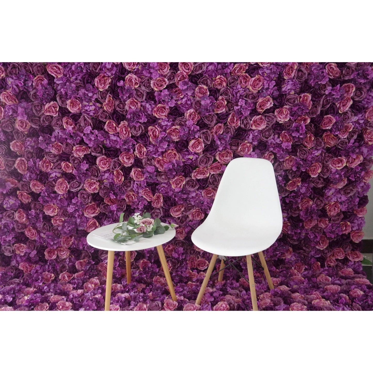 Roll Up Fabric Artificial Mix Purple Flower Wall Wedding Backdrop, Floral Party Decor, Event Photography-VF-039