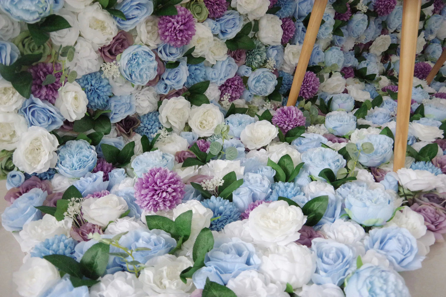 Roll Up Fabric Artificial Mix Purple White and Blue Flower Wall Wedding Backdrop, Floral Party Decor, Event Photography-VF-036