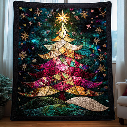 Illuminated Holiday Tree Quilted Blanket NCU0TL2163