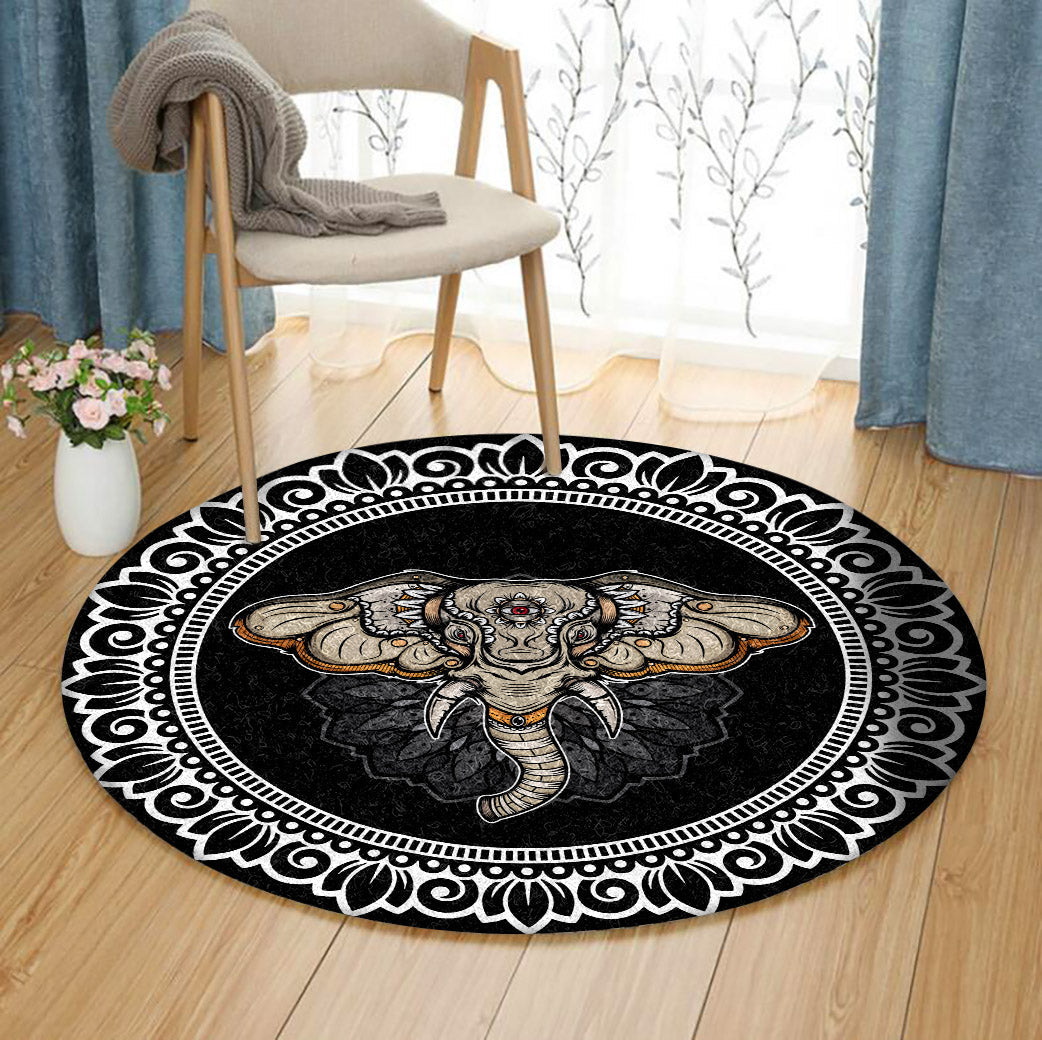 Indian Elephant TN310744T Round Area Rug