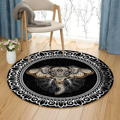 Indian Elephant TN310744T Round Area Rug