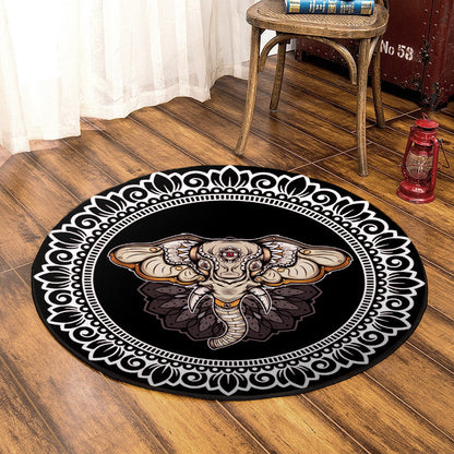 Indian Elephant TN310744T Round Area Rug