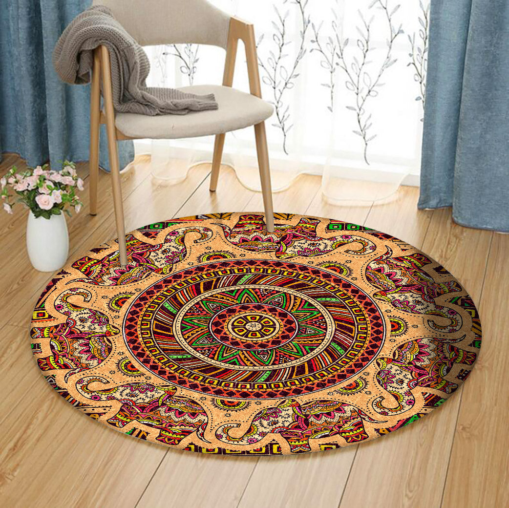 Indian Elephant TN310745T Round Area Rug