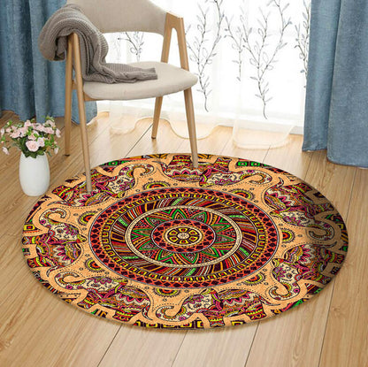 Indian Elephant TN310745T Round Area Rug