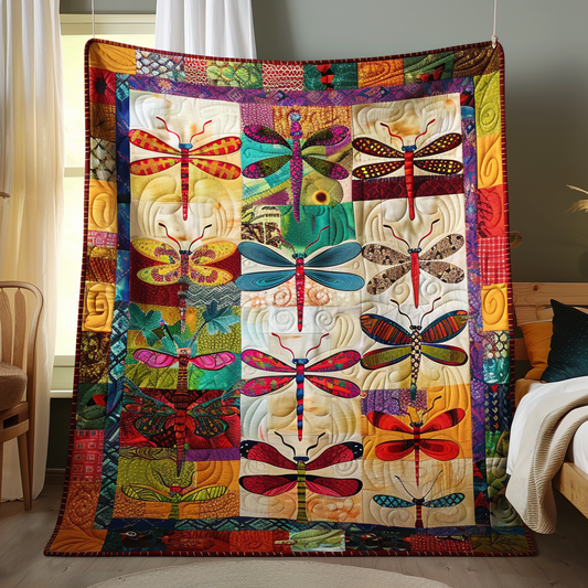 Inspiring Dragonfly Patterned Quilted Blanket NCU0PD365