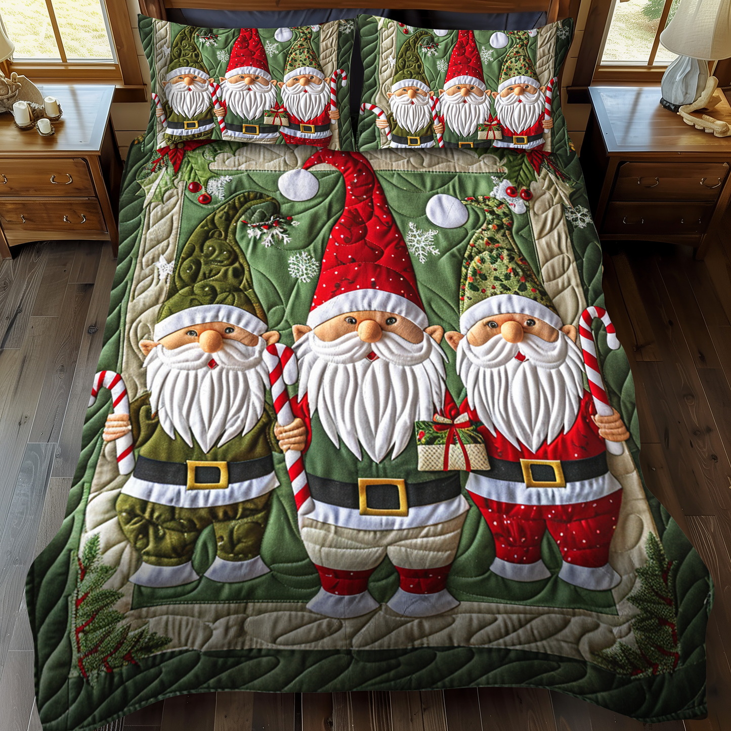 Jolly Gnomes 3-Piece Quilted Bedding Set NCU0NT031