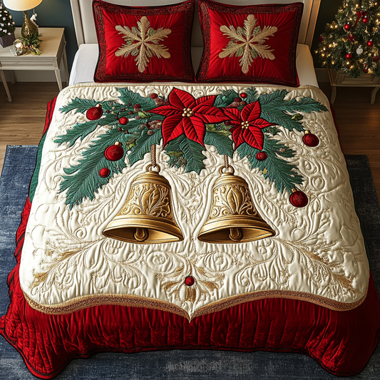 Joyful Bells 3-Piece Quilted Bedding Set NCU0DK2528