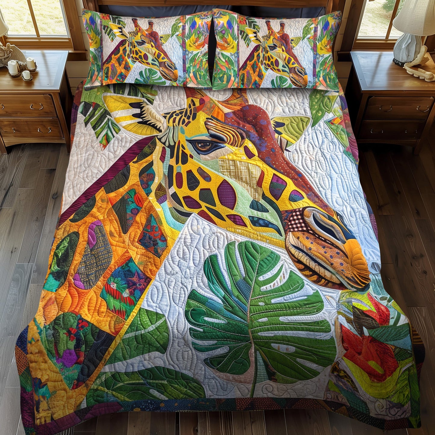 Jungle Giraffe 3-Piece Quilted Bedding Set NCU0PT222