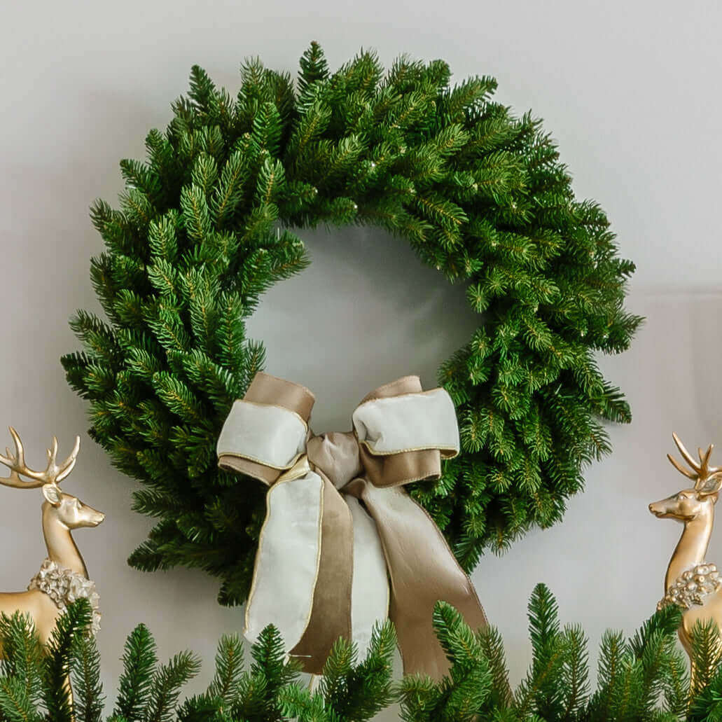 24" King Fraser Fir Wreath with Warm White LED Lights (Battery Operated)