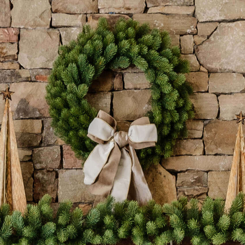 24" Royal Fir Wreath with Warm White LED Lights (Battery Operated)